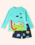 Diving Frog Print Swim Set
