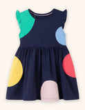 Color Polka Dot Applique Dress