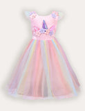 Unicorn Flower Applique Tulle Party Dress