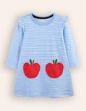 Striped Apple Appliqué Dress