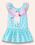 Unicorn Printed Ruffled Dress