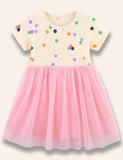 Polka Dotted Printed Tulle Dress