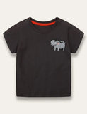 Black Hippopotamus Print T-shirt