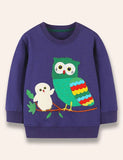 Cartoon Owl Appliqué Sweatshirt - Mini Taylor