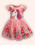 Flower Unicorn Party Tulle Dress