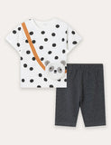 Panda Applique Short Sleeve T-Shirt and Leggings Set