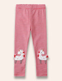 Unicorn Appliqué Striped Leggings
