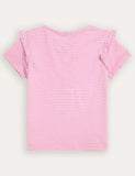 Fuchsia Pink Unicorn Appliqué Frill Shoulder T-Shirt
