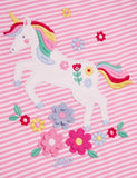 Fuchsia Pink Unicorn Appliqué Frill Shoulder T-Shirt