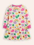 Cartoon Flower Print Dress