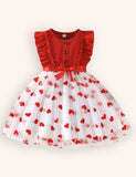 Valentine's Day Heart Tulle Print Dress