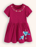 Flower Robin Embroidered Dress