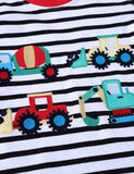 Construction Car Applique Striped Long Sleeve T-Shirt