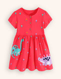 Cute Dinosaur Embroidered Dress