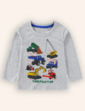Construction Car Print Long-sleeved T-shirt