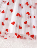 Valentine's Day Heart Tulle Print Dress