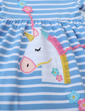 Unicorn Flower Applique Long-sleeved Cotton Dress