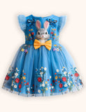 Flower Bunny Applique Tulle Dress