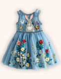 Flower Bunny Applique Tulle Dress