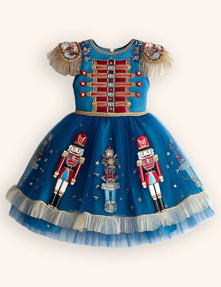 Clearance Deals - Festival Nutcrackers Tassel Tulle Appliqué Dress