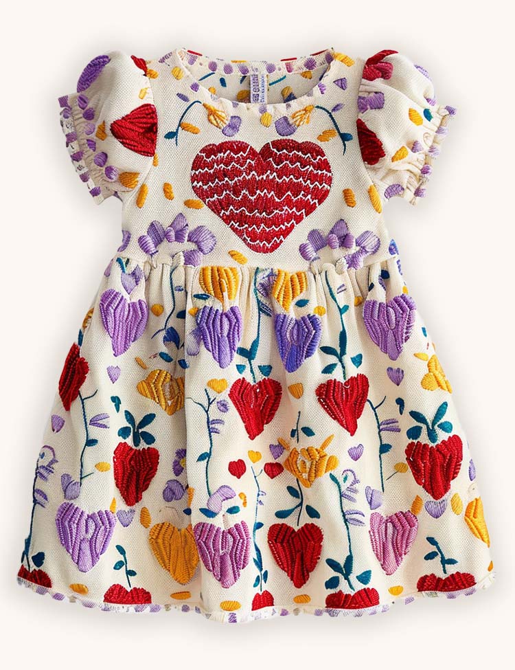 Valentine’s Day Love Embroidered Dress