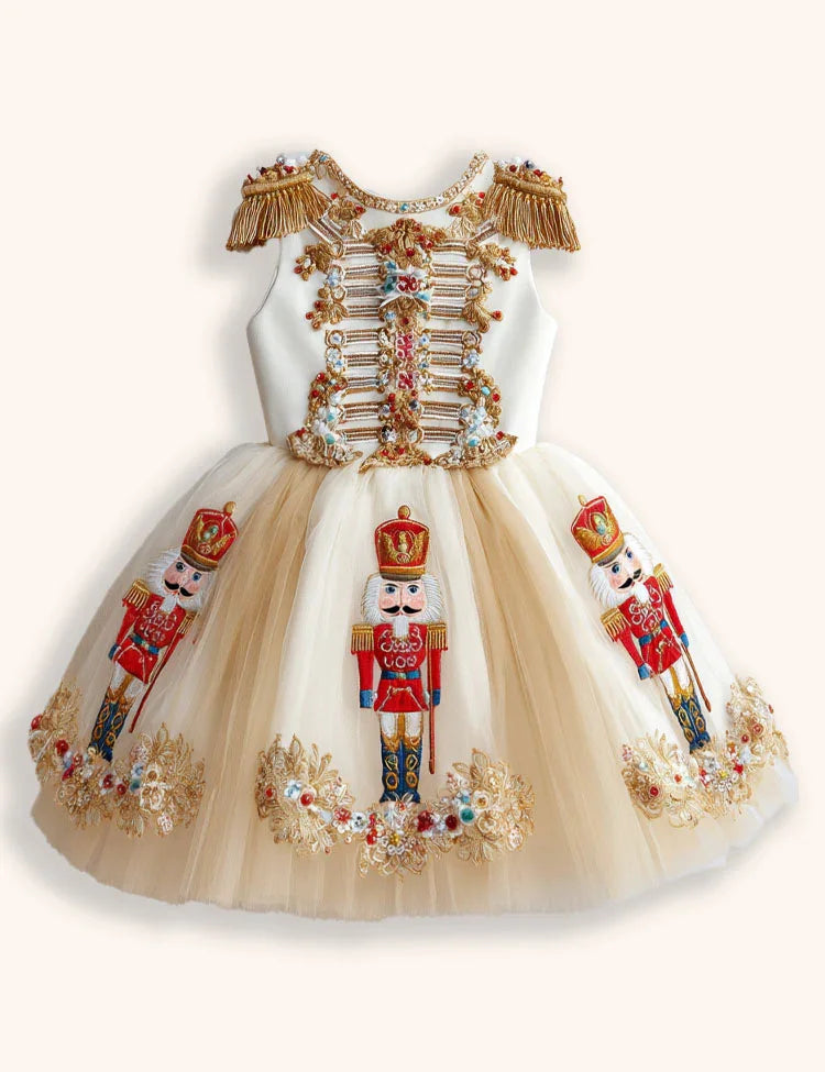 Clearance Deals - Nutcrackers Gloden Tulle Appliqué Dress