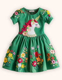Flower Unicorn Applique Dress