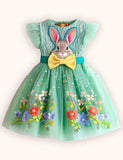 Flower Bunny Applique Tulle Dress