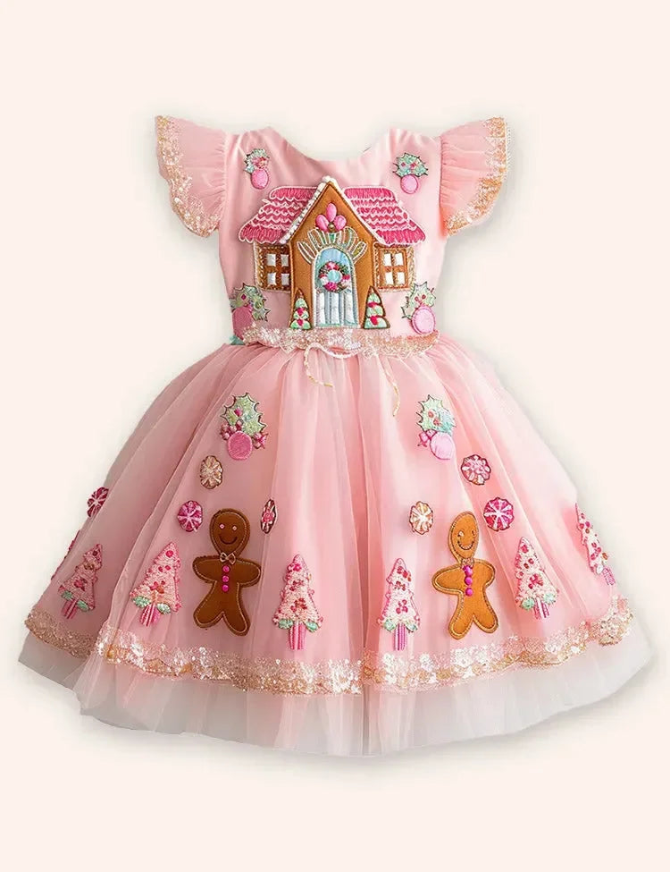 Clearance Deals - Gingerbread Applique Tulle Dress