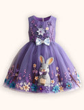 Flower Bunny Applique Tulle Dress