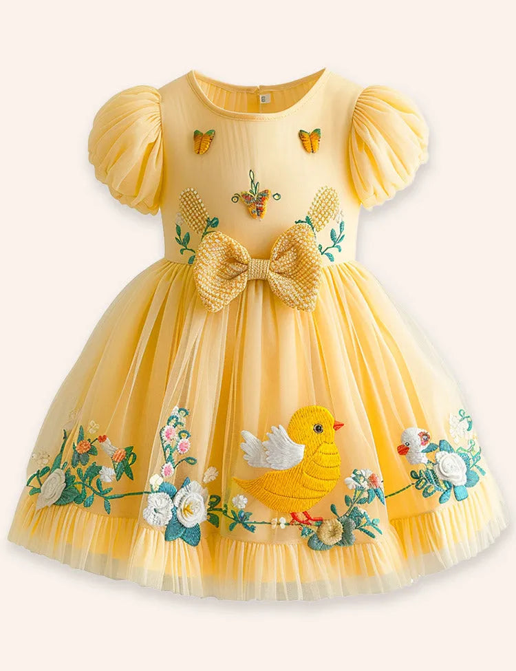 Floral Chick Embroidery Tulle Dress