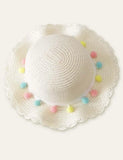 Color Fur Ball Vacation Straw Hat - Mini Taylor