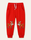 Deer Floral Appliqué Sweatpants - Mini Taylor