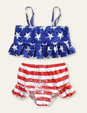 Independence Day Striped Printed Swimsuit