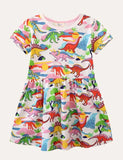 Rainbow Dinosaur Print Dress