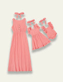 Solid Color Ruffle Family Matching Dress