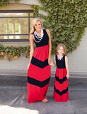 Stitching Contrasting Color Family Matching Dress