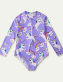 Unicorn Printed Long Sleeve Swimsuit - Mini Taylor