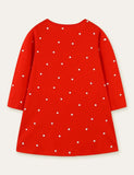 Elk Appliqué Polka Dot Long Sleeve Dress - Mini Taylor