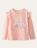 Floral Rabbit Appliqué Embroidered Long Sleeve T-shirt - Mini Taylor