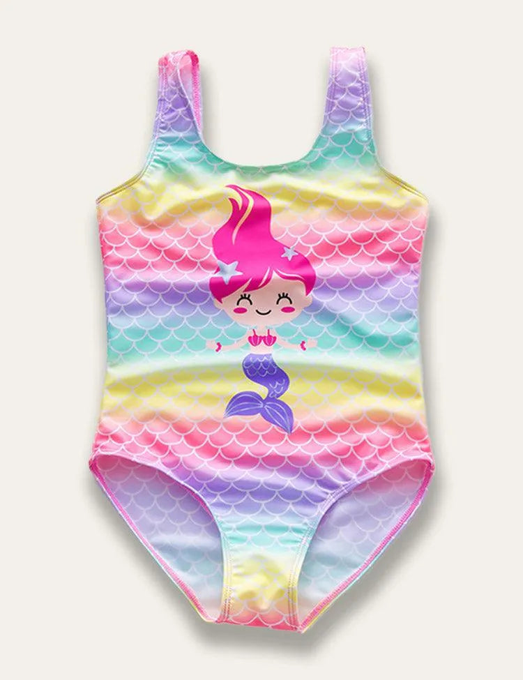 Mermaid Print Color Gradient One-piece Swimsuit - Mini Taylor