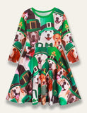 St. Patrick's Day Clover Printed Long Sleeve Dress - Mini Taylor