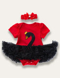 Swan Appliqué Romper Dress - Mini Taylor